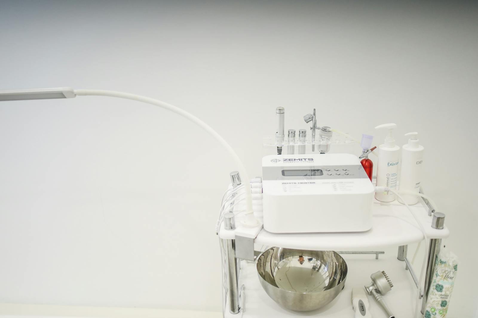 High-tech skincare device setup for advanced microcurrent treatment in a clinic